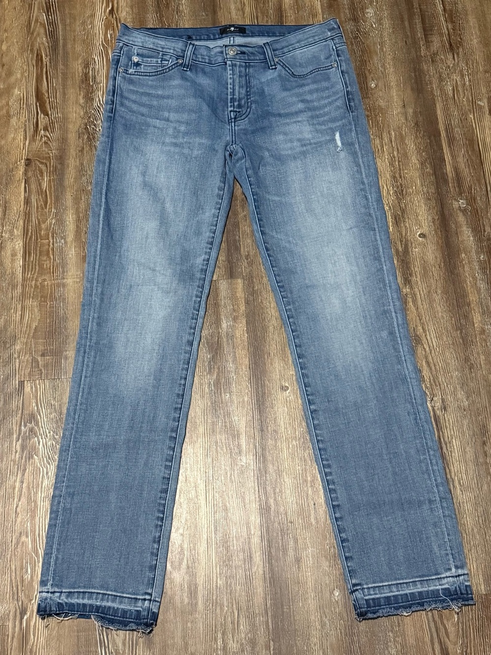 7 For All Mankind Reissue Roxanne Jeans Women's 29 Mid Rise Frayed Hem Denim
